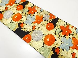 アンティーク　万寿菊に桜・花模様織り出し袋帯（着用可）